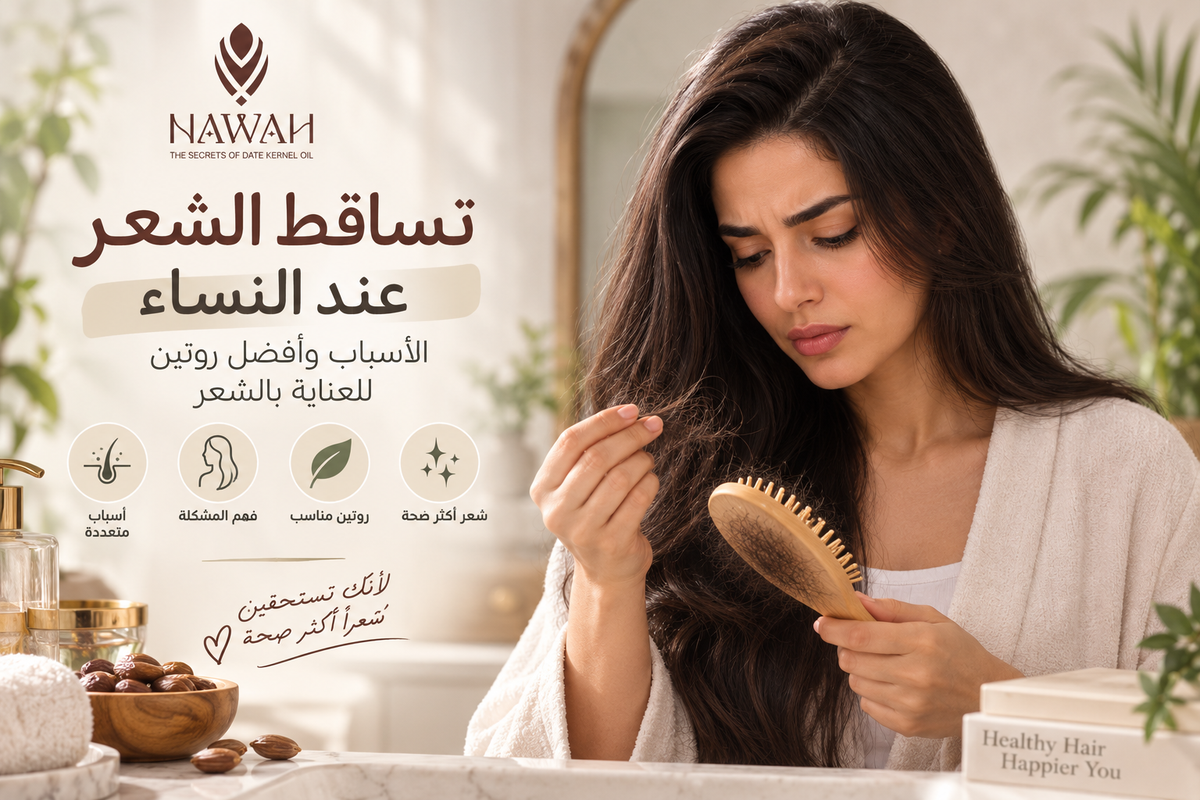 تساقط الشعر عند النساء: الأسباب وروتين عناية مناسب للشعر